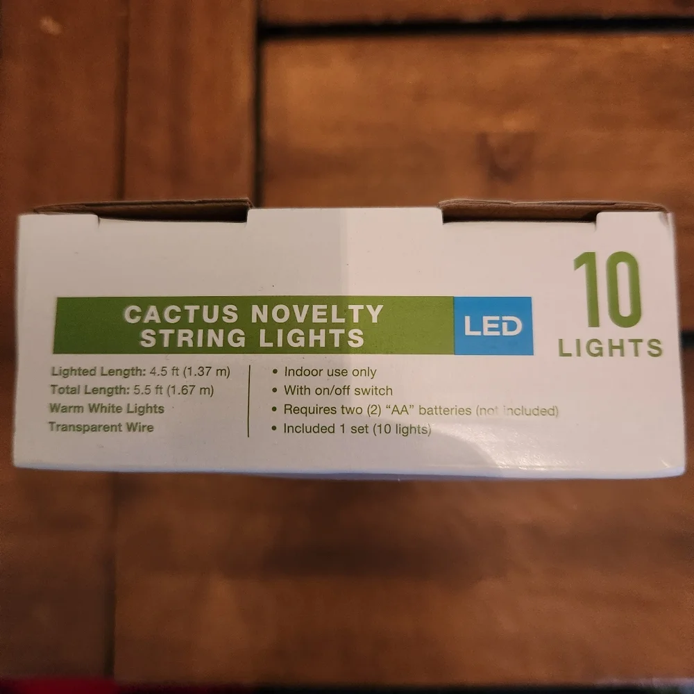 Garden Party Cactus and FlamingoLED String Light Set 10 Lights Clear Wire Indoor